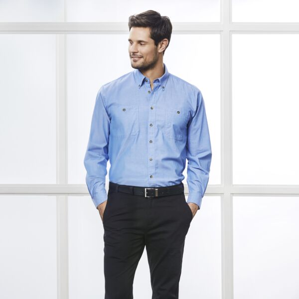 Mens Chambray Long Sleeve Shirt Thumbnail