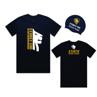 State Team -  Kids & Men's Tee + swim cap Thumbnail
